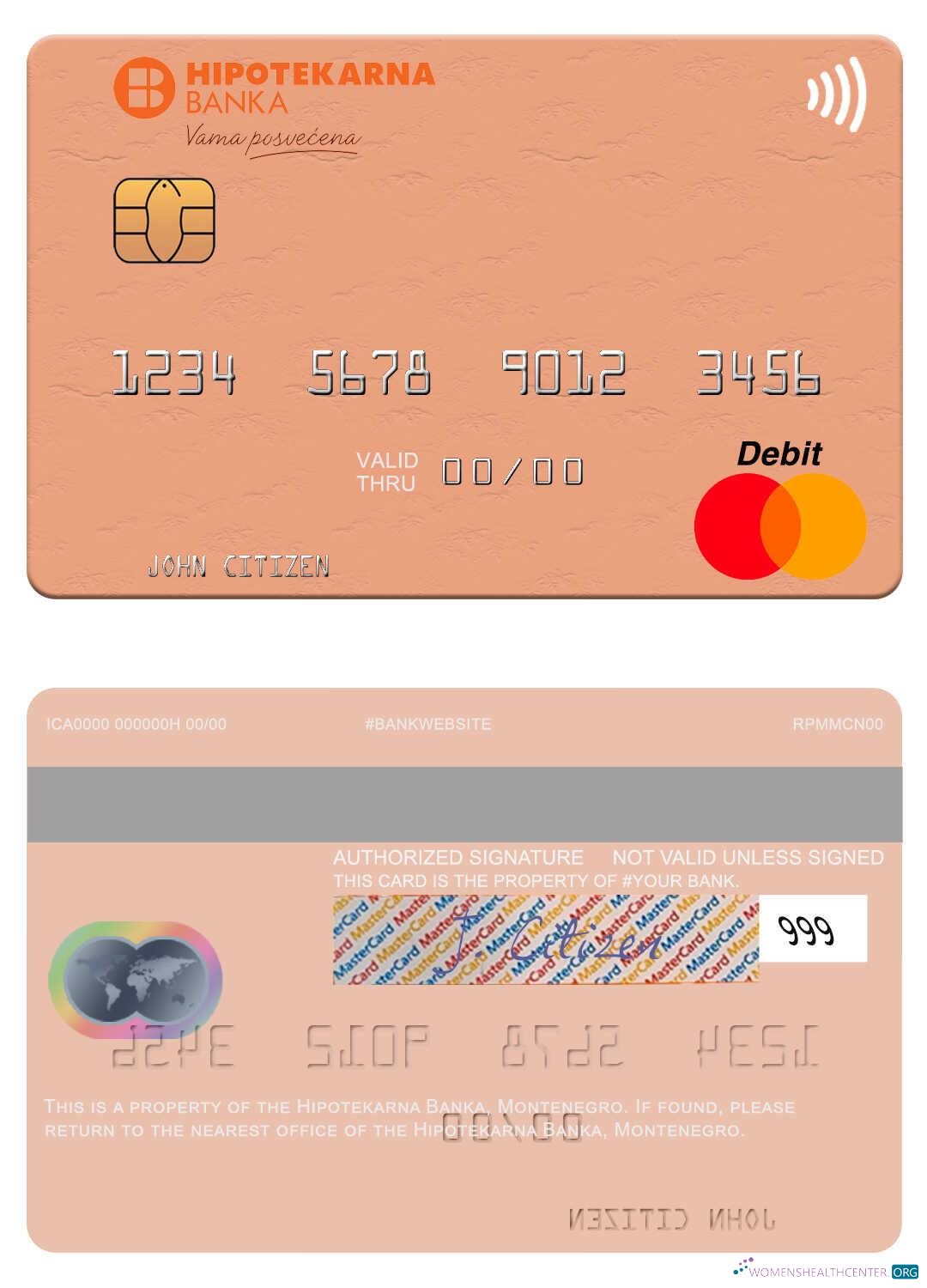 Download Montenegro Hipotekarna Banka mastercard Photoshop template
